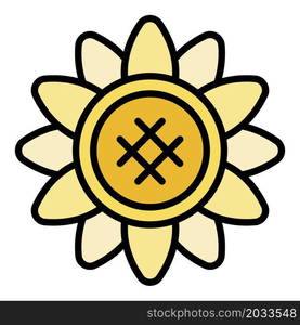 Sunflower with rounded petals icon. Outline sunflower with rounded petals vector icon color flat isolated. Sunflower with rounded petals icon color outline vector