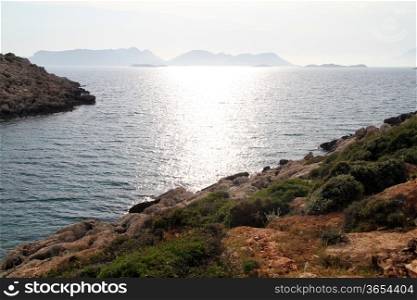 Sunlight and bay of the Mediterranean coast of Turkey