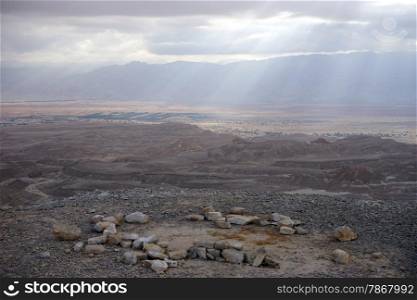 Sunlight and mountain in NEgev desert, Israel