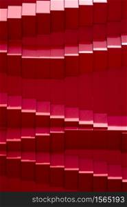 Sunlight and shadow on abstract and geometric stripes pattern of modern red wall background in vertical frame