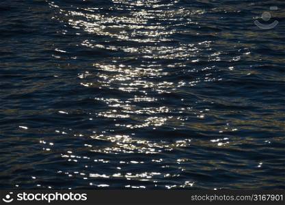 Sunlight hitting waves in water.