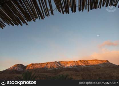 Sunlight on mountains at dusk, Atlas Mountains, Ouarzazate, Morocco
