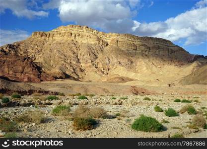 Sunlight on the mountain and Negev desert in Israel