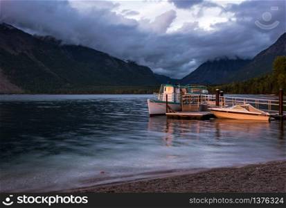 Sunlit Boats at Lake McDonald