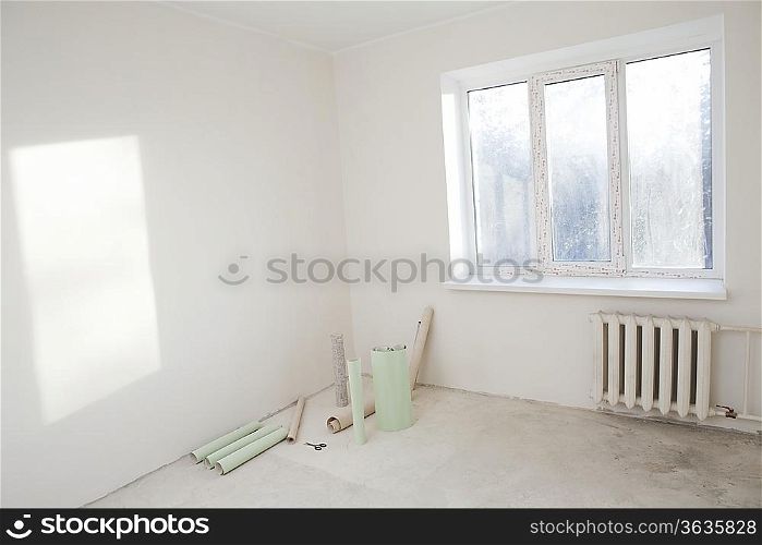 Sunlit window in new apartment