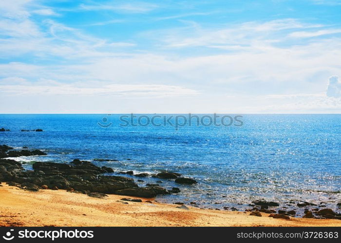 sunny beach with rocks, Andaman Sea, Thailand