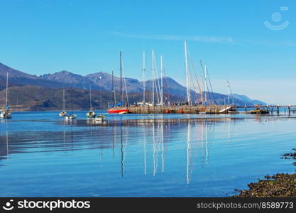 Sunny day in Ushuaia, is the capital of Tierra del Fuego province in Argentina.