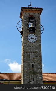 sunny day milan old abstract in italy the wall and church tower bell