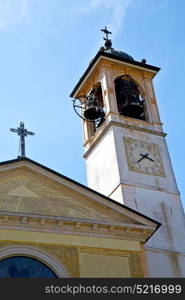 sunny day milan old abstract in italy the wall and church tower bell