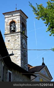 sunny day milan old abstract in italy the wall and church tower bell