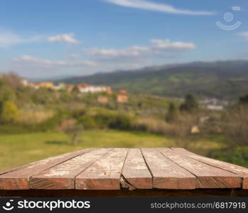 sunny day with landscape and terrace