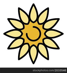 Sunny flower icon. Outline sunny flower vector icon color flat isolated. Sunny flower icon color outline vector