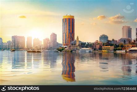Sunny morning in the downtown of Cairo, Egypt. Morning in Cairo