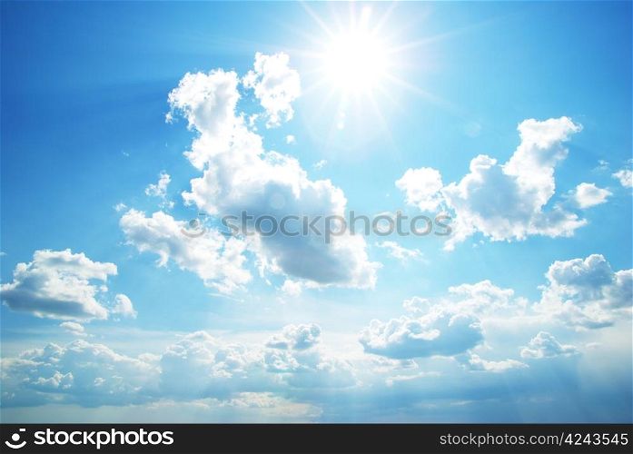 sunny sky background with a tiny clouds