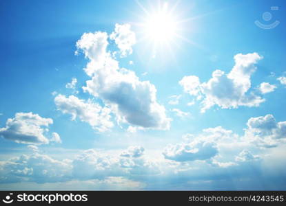 sunny sky background with a tiny clouds