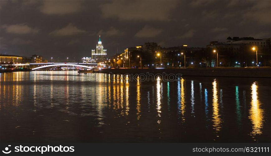 Sunny summer day moscow river bay kremlin night. Sunny summer day moscow river bay kremlin night.