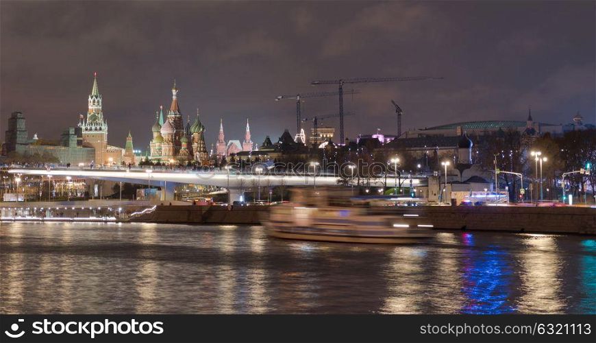 Sunny summer day moscow river bay kremlin night. Sunny summer day moscow river bay kremlin night.