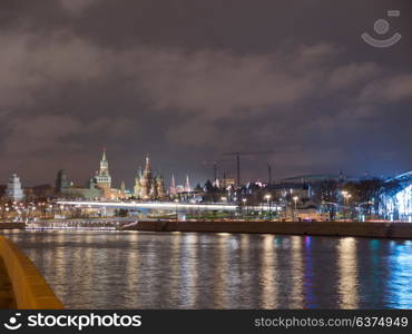 Sunny summer day moscow river bay kremlin night. Sunny summer day moscow river bay kremlin night.