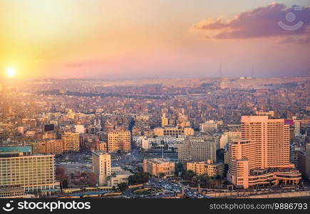 Sunny sunset in downtown of Cairo, Egypt. Sunny sunset in Cairo