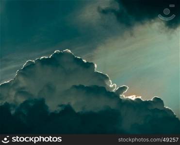 Sunrays spread in Evening clouds