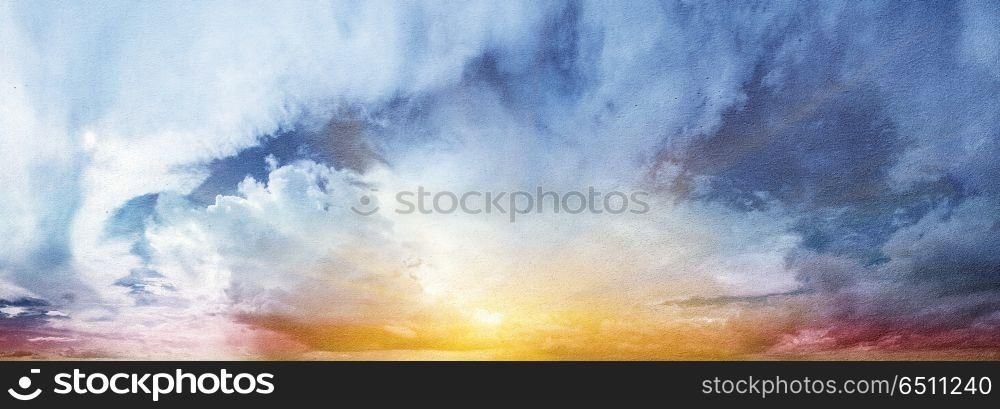 Sunrise and cloudy sky canvas. Sunrise and cloudy sky canvas. Summer background. Sunrise and cloudy sky canvas