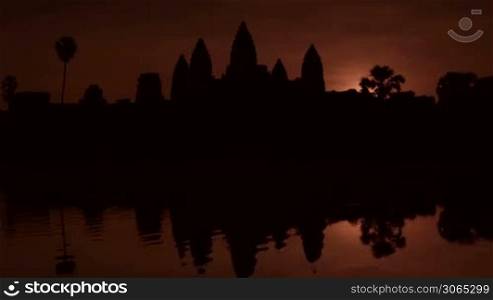 Sunrise and early morning at Angkor Wat temple, Siem Reap, Cambodia, Asia. Time lapse