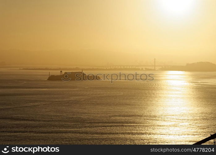 Sunrise at San Francisco Bay, with Alcatrez Island in the background