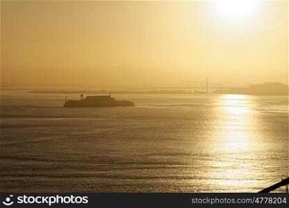 Sunrise at San Francisco Bay, with Alcatrez Island in the background