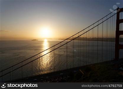 Sunrise at San Francisco Bay, with downtown in the background