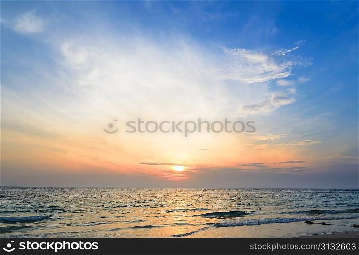 sunrise at sea on beach