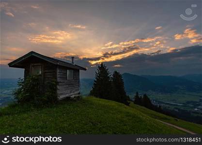 Sunrise at the summit near Immenstadt in the Allgau