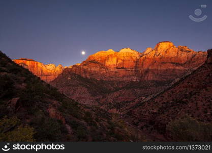 Sunrise at The Towers of the Virgin and The West Temple