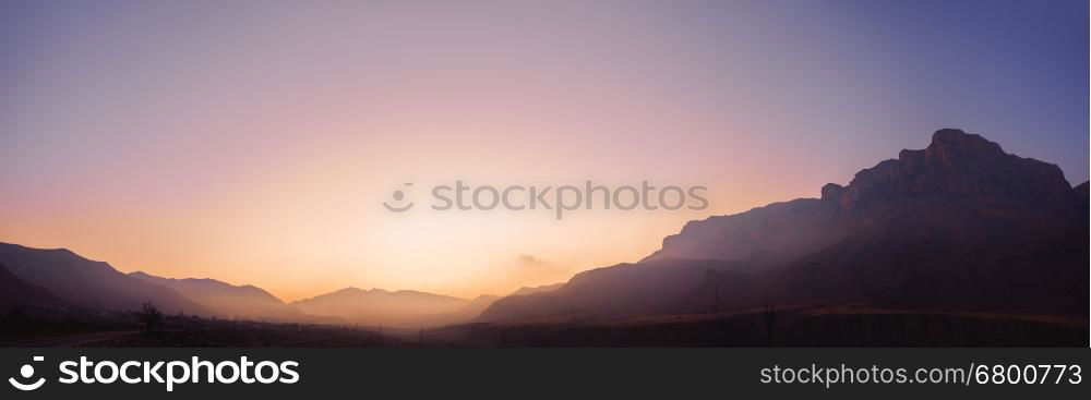 Sunrise canyon scenery, Caucasus mountains, Russia