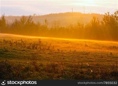 Sunrise country autumn landscape (Ivano-Frankivsk region, Ukraine)