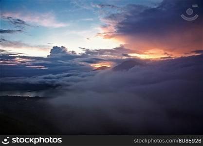 sunrise from mount Batur, Bali, Indonesia