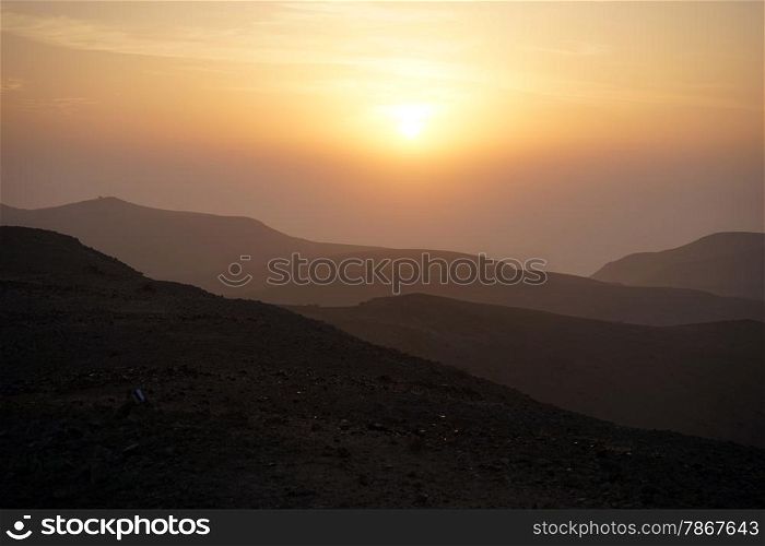 Sunrise in NEgev desert in Israel