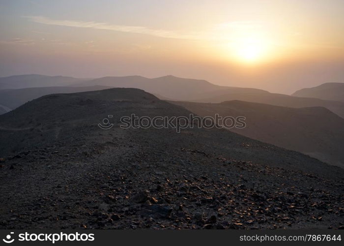 Sunrise in Negev desert in Israel