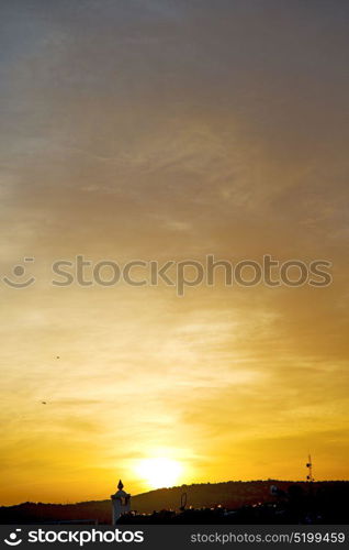 sunrise in the colored sky white soft clouds and abstract background