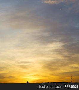 sunrise in the colored sky white soft clouds and abstract background