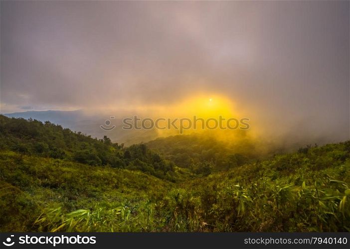 sunrise in the mountains landscape
