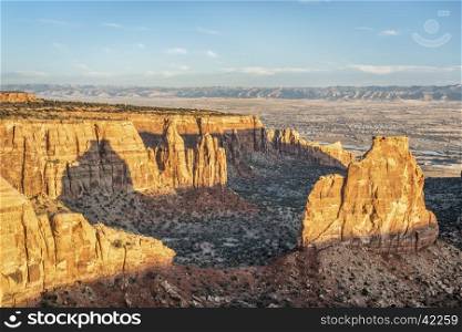 Sunrise light over Independence Rock in Colorado National Monument