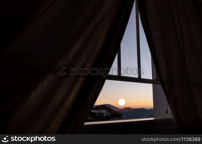 Sunrise Mountain View from camping bed . Mountain View from camping bed