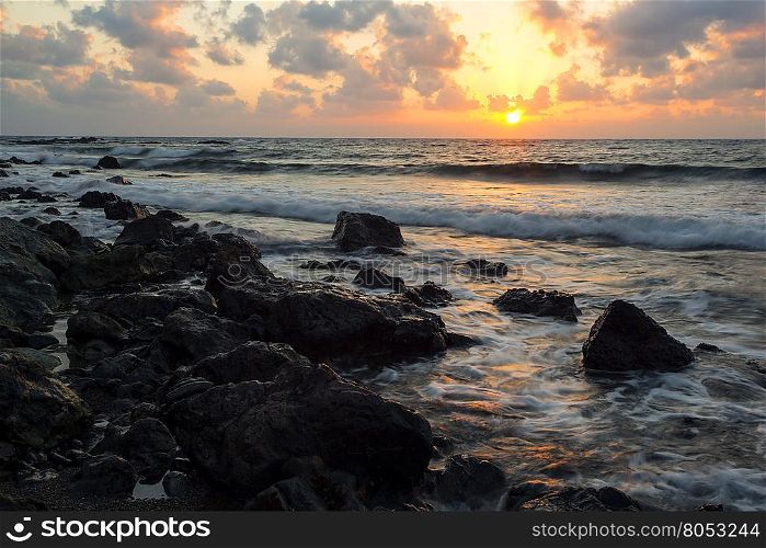 Sunrise on a beach in Pomos,Cyprus