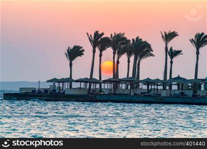 Sunrise on a peninsula of Hurghada on the Red Sea in Egypt. Sunrise on a peninsula of Hurghada