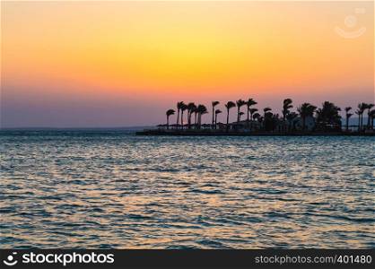 Sunrise on a peninsula of Hurghada on the Red Sea in Egypt. Sunrise on a peninsula of Hurghada