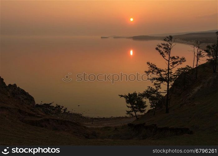 Sunrise on the lake Baikal, Irkutsk region, Russia.
