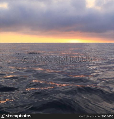 Sunrise on the ocean from the boat