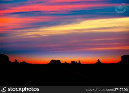 Sunrise on US 163 Scenic road to Monument Valley Park Utah