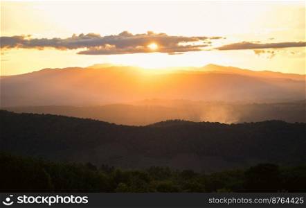Sunrise or sunset, beautiful sky sunlight shines sky with clouds colorful and mountain background - Twilight cloud on sky