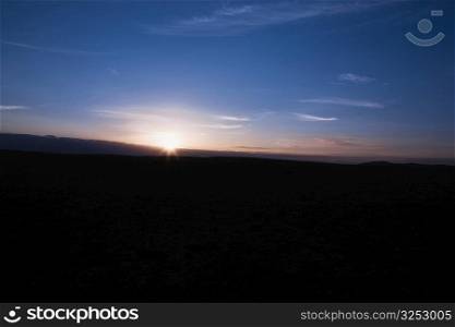 Sunrise over a landscape, Inner Mongolia, China